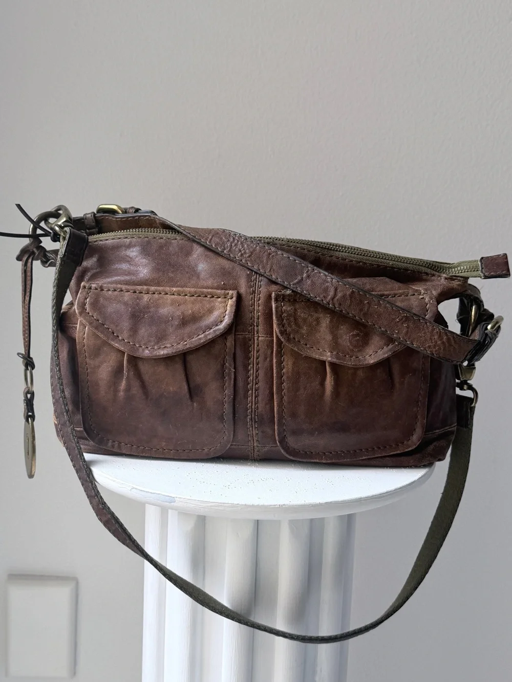 Hyper Distressed Fossil Vintage Bag.